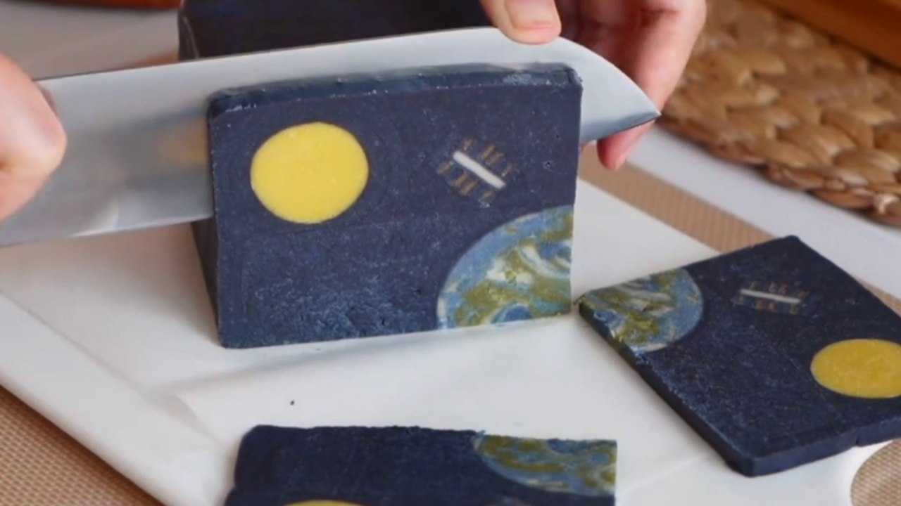 Space station built on the cookies, sliced cookies.