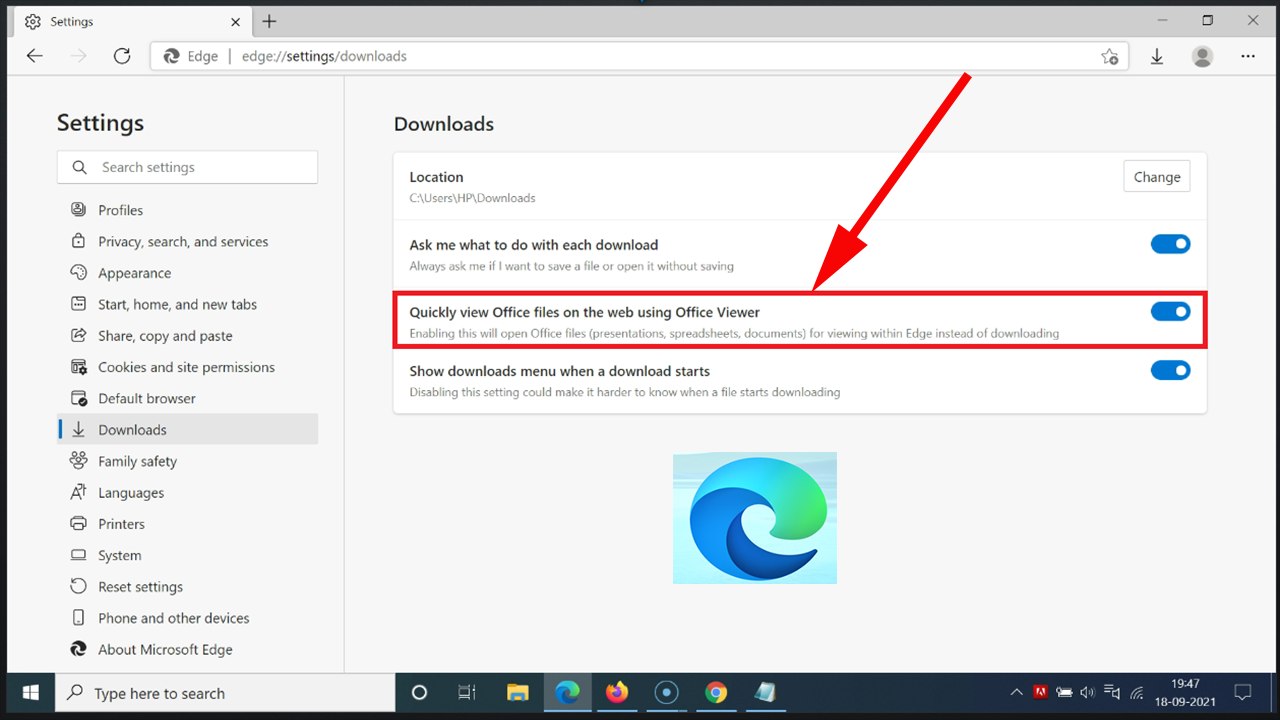 How to Enable 'Quickly view Office files on the web using Office Viewer' in Edge Browser?