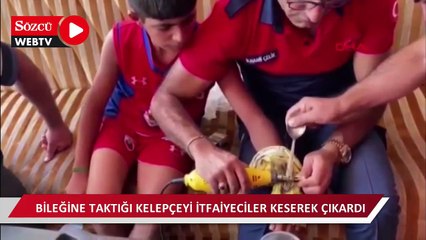 Descargar video: Çöpte bulup, bileğine taktığı kelepçeyi itfaiyeciler keserek çıkardı 