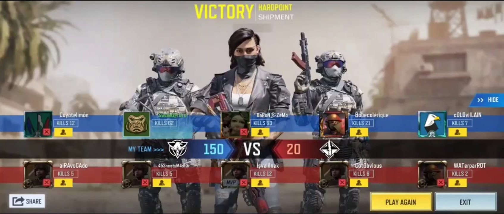 62 KILLS IN SHIPMENT 1944 ..