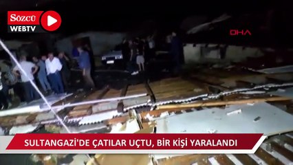 Download Video: Sultangazi'de çatılar uçtu: 1 yaralı