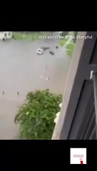 Homem nada em água de cheias