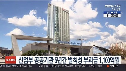 산업부 공공기관 5년간 벌칙성 부과금 1,100억원