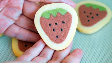 Strawberry slice biscuits.