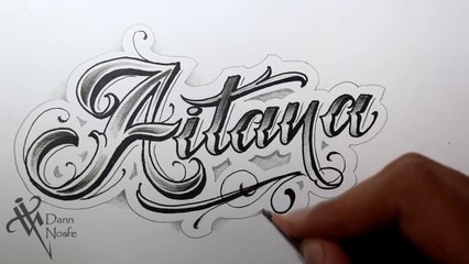 Download Video: ❤ Dibujando lettering AITANA lettering Tattoo LETTERING Chicano lettering  chico malo niños heroes