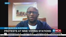 Protests at nine voting stations