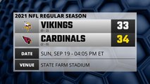 Vikings @ Cardinals Game Recap for SUN, SEP 19 - 04:05 PM ET