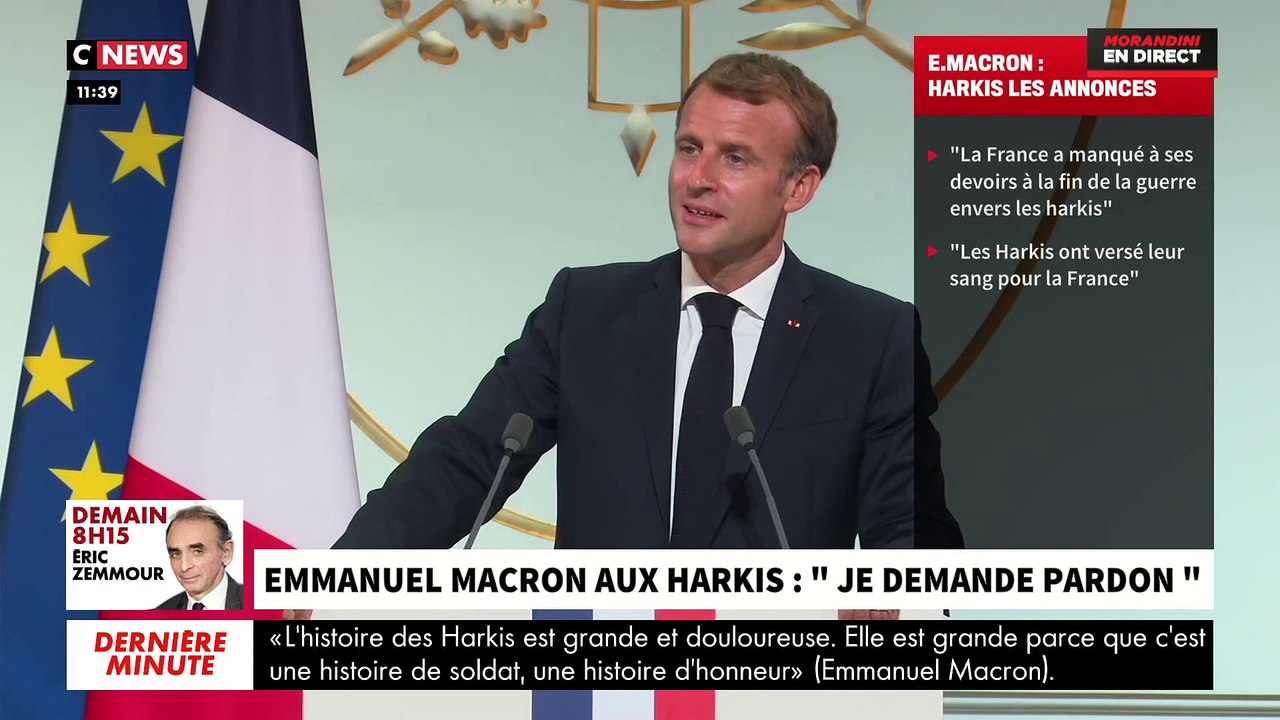 Le discours d'Emmanuel Macron interrompu en direct par des Harkis en colère et en larmes - Regardez