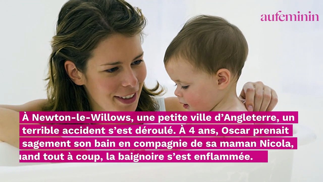 Oscar, 4 ans, brûlé gravement lorsque les bulles de savon de son bain se sont enflammées