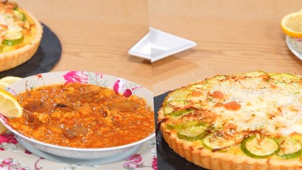 Quiche courgette poulet, Borghol, Brownies - Koujinet Elyoum m3a malek 04 Ep 15
