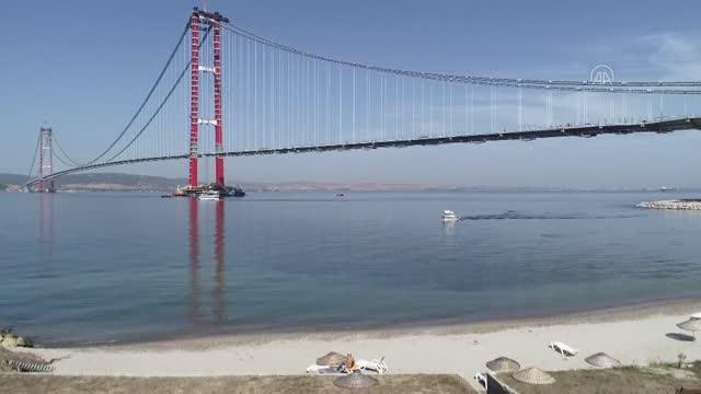 ÇANAKKALE - 1915 Çanakkale Köprüsü'nün tabliye montajları tamamlanma aşamasına geldi