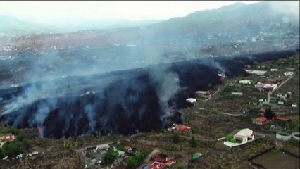 Drone footage shows torrents of lava on Spain's La Palma