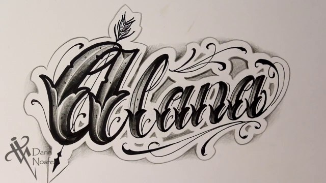 Dibujando lettering ALANA Tattoo LETTERING Fancy Chicano lettering TATUANDO TATUAJES de LETRAS