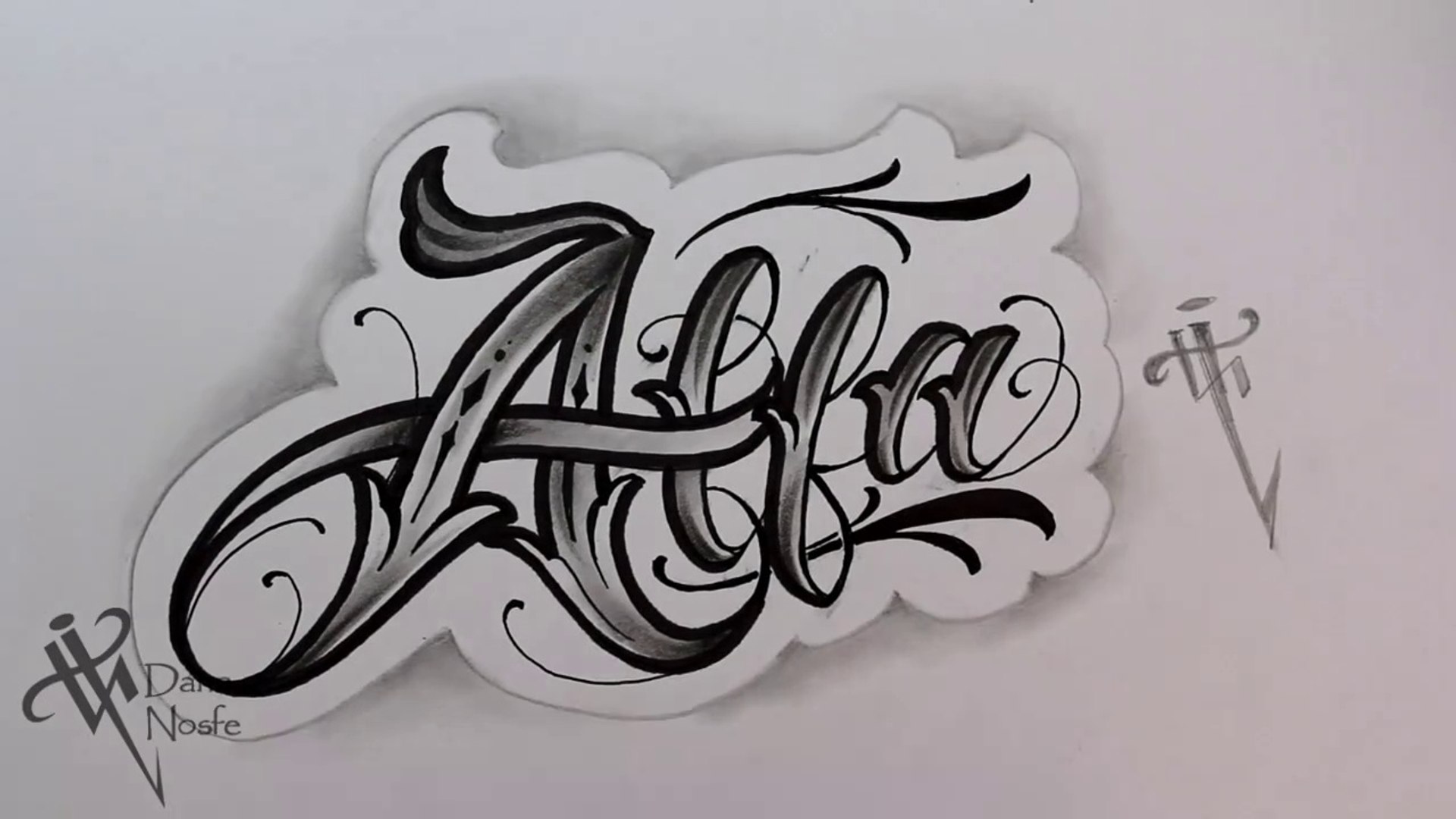 Dibujando lettering ALFA Tattoo LETTERING Fancy Chicano lettering ✔  TATUANDO TATUAJES LETRAS, image size:1920x1080