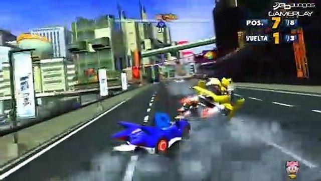 Sonic & Sega All Stars Racing: Gameplay 1: Carrera en Shibuya