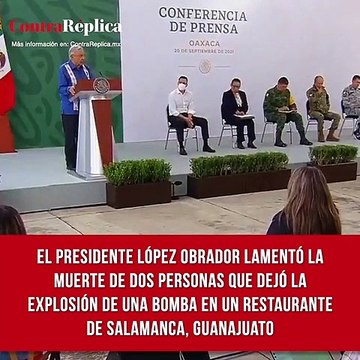 El presidente López Obrador lamentó la muerte de dos personas que dejó la explosión de una bomba en un restaurante de Salamanca, Guanajuato. Instó a no politizar la situación y adelantó la posibilidad de que la FGR atraiga la investigación por tratarse de