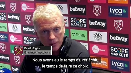 5ème j. - Moyes : "J'ai demandé à Noble de tirer le pénalty"