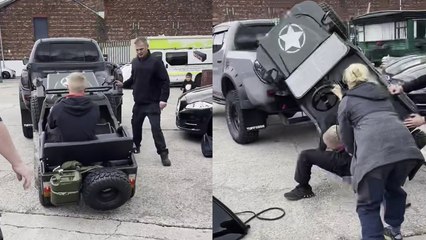 'How to NOT load a mini jeep onto a truck '