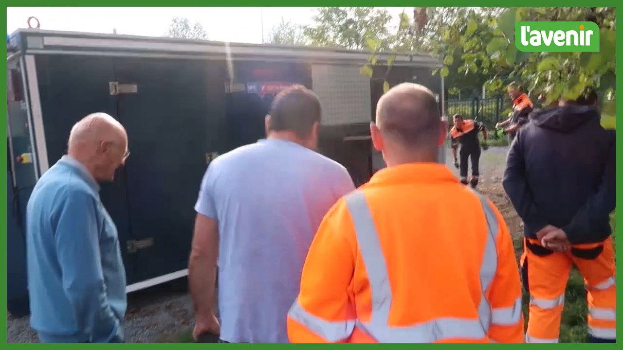 Floriffoux - vidage en urgence de l'étang par la protection civile