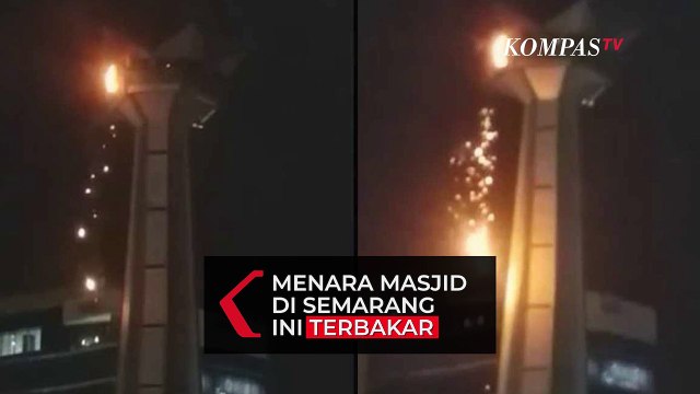 Arus Pendek Listrik, Atap Menara Masjid Baiturrahman Semarang Terbakar