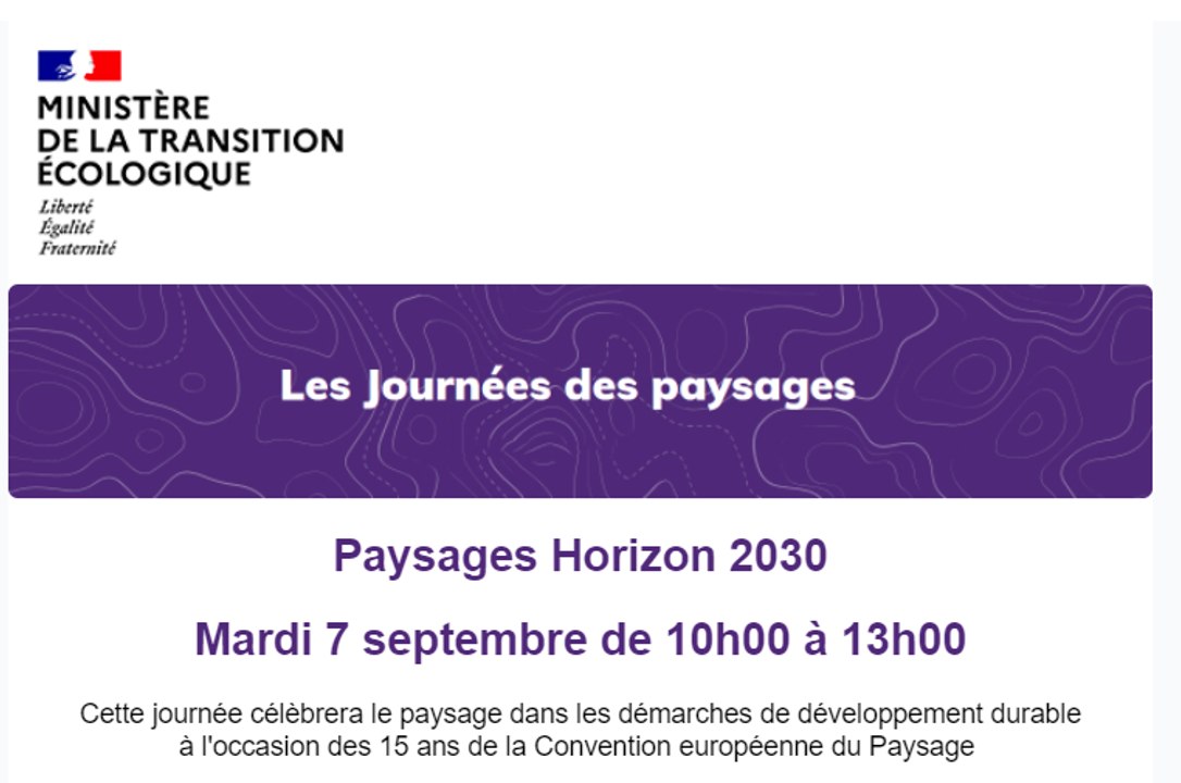 Journée des paysages du 7 septembre 2021 - Paysages horizon 2030