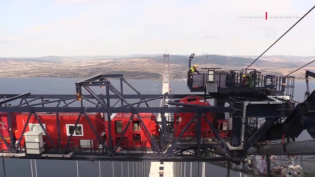 Köprüden ilk geçiş... 1915 Çanakkale Köprüsü 318 metre yükseklikten görüntülendi