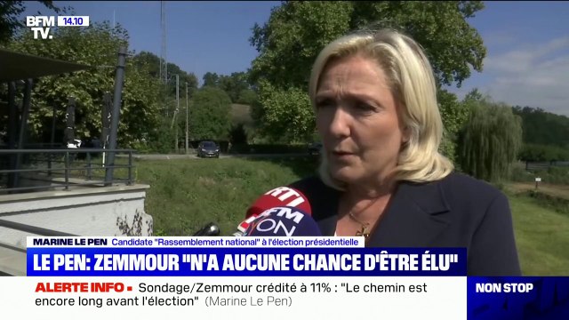 Marine Le Pen: Éric Zemmour n'a aucune chance d'être élu (...) il n'est pas en capacité d'unir la nation