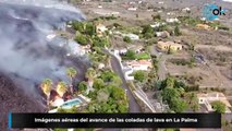 Imágenes aéreas del avance de las coladas de lava en La Palma