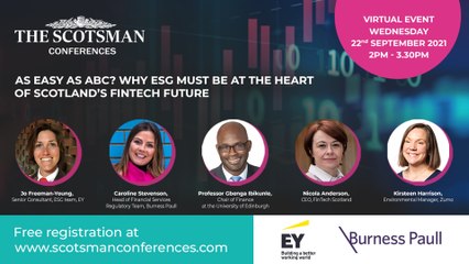FREE WEBINAR: As easy as ABC? Why ESG must be at the heart of Scotland's Fintech Future