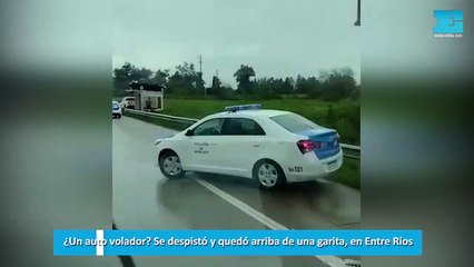 Se despistó y quedó arriba de una garita, en Entre Ríos