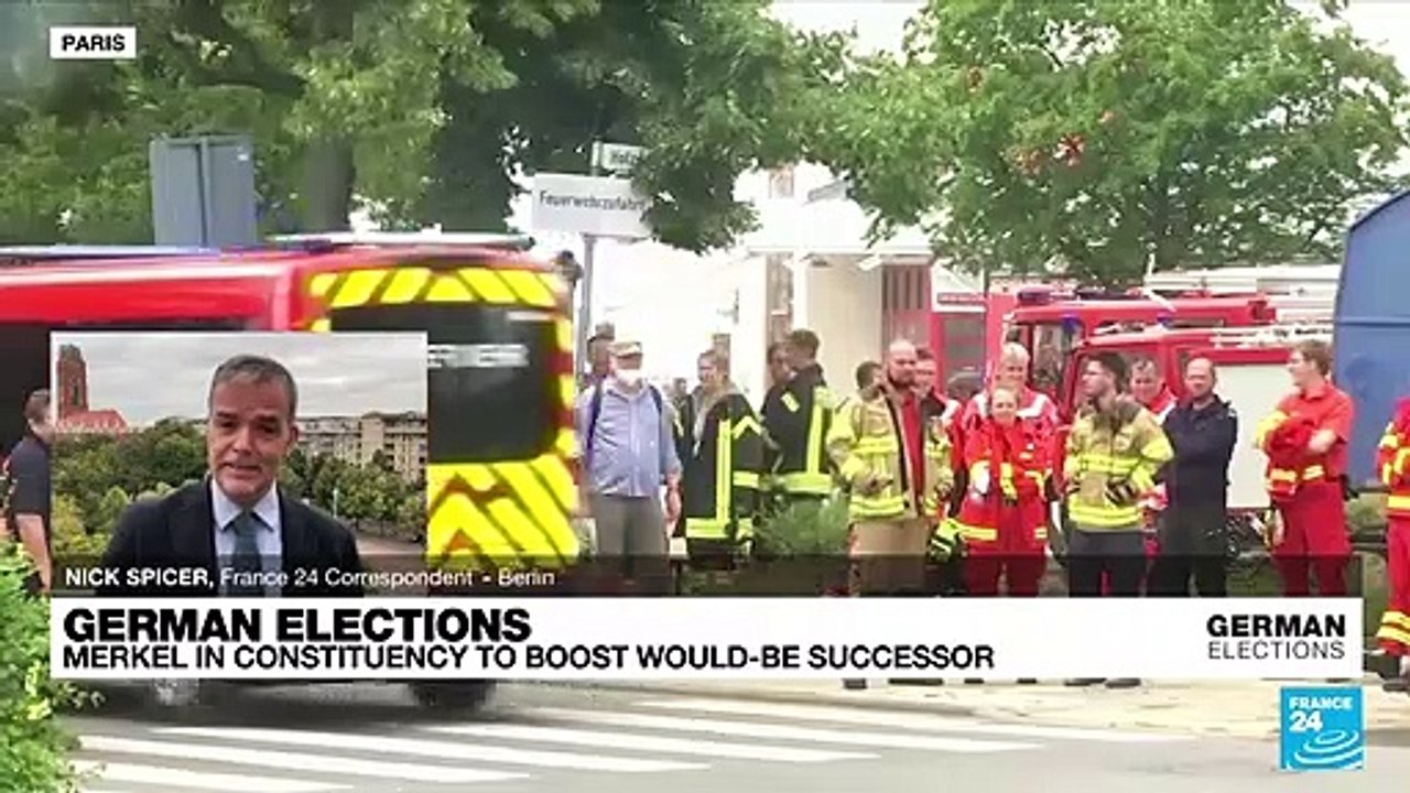 German elections: Merkel in constituency to boost would-be successor