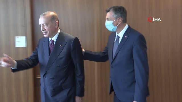 Cumhurbaşkanı Erdoğan, Slovenya Cumhurbaşkanı Pahor ile bir araya geldi