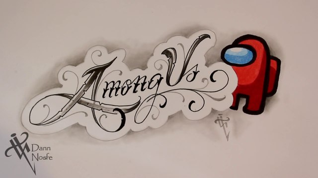 Dibujando lettering AMONG US LETTERING Fancy Chicano lettering ✨ - Nosfe Ink Tattoo
