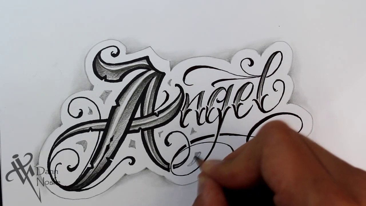  Dibujando lettering ANGEL Tattoo LETTERING Fancy Chicano lettering ‍♂️TATUANDO TATUAJES de LETRAS