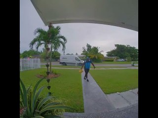 Delivery Driver Dances Down Walkway