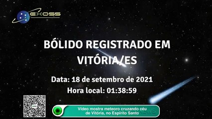 Vídeo mostra meteoro cruzando céu de Vitória, no Espírito Santo