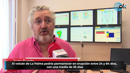 El volcán de La Palma podría permanecer en erupción entre 24 y 84 días, con una media de 55 días