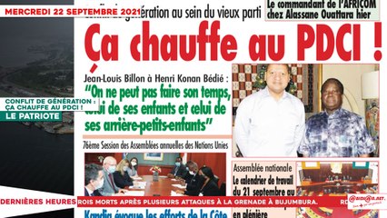 Le Titrologue du 22 Septembre 2021 : Conflit de génération, ça chauffe au PDCI !