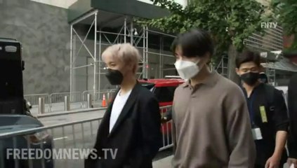 BTS AND PRESIDENT MOON LEAVING THE UN