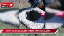 Pazar günü susuz kalan Ardahan'da su boru hattı parçalanmış