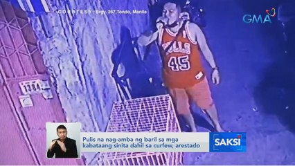 Pulis na nag-amba ng baril sa mga kabataang sinita dahil sa curfew, arestado | Saksi