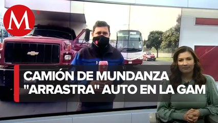Camión Torton impacta contra un automóvil en Gustavo A. Madero