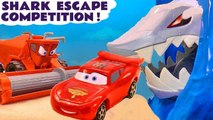 Pixar Cars 3 Lightning McQueen Shark Hot Wheels Funlings Race Competition with Marvel Avengers Spiderman and Cars Frank in this Family Friendly Full Episode English Video for Kids by Toy Trains 4U