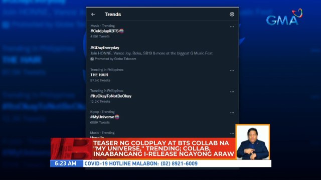 Teaser ng Coldplay at BTS collab na My Universe, trending; collab, inaabangang i-release ngayong araw | UB