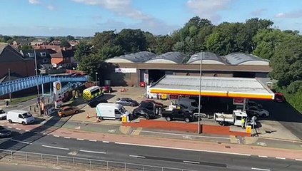 Long queues at petrol station in Hilsea