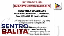 'Bakuna nights' sa Davao City, magpapatuloy; Tatlong barangay sa Davao City, nasa critical risk