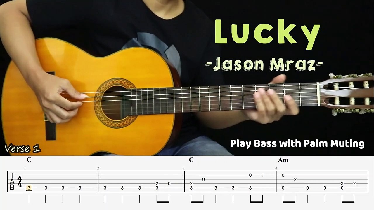 Lucky - Jason Mraz (feat. Colbie Caillat) - Fingerstyle Guitar Tutorial + TAB & Lyrics