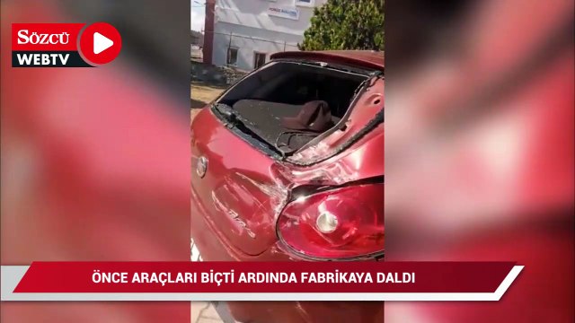 Freni boşalan TIR, araçları biçip fabrikanın içine daldı