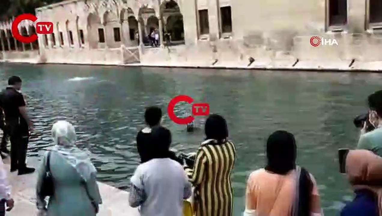 Herkesin gözü ününde Balıklıgöl’e atlayıp yüzdü
