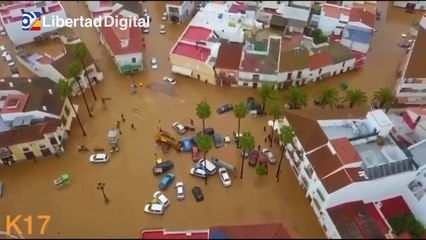 Fuertes lluvias e inundaciones en Huelva vistas desde el aire